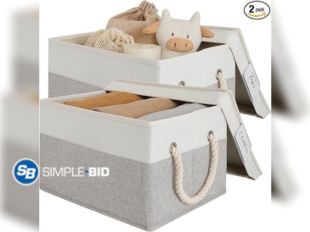Lot 58-26278 - New LoforHoney Home Fabric Storage Bins with Lids for Organizing, Foldable Closet Storage Boxes for ...