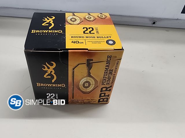 Lot 58-53033 - Browning 22 LR 40Grain - BPR Performance Rimfire - Target &amp; Hunting 400 Count