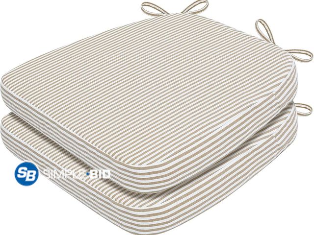 Lot 58-38691 - AAAAAcessories D-Shaped Chair Cushions, 2" Thick Dining Chair Pads with Ties and Removable, Machine-...