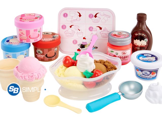 Lot 58-51513 - New Little Tikes Creative Chefs Ice Cream Kit with Make-It Mix Play Sand, 20 Accessories, Realistic ...