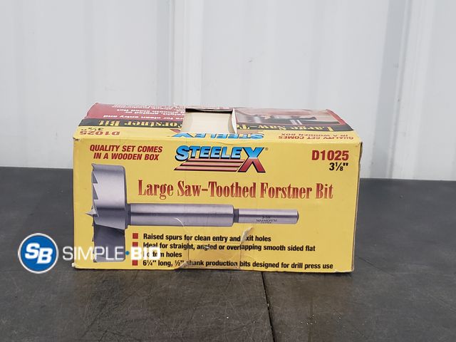 Lot 58-67187 - Steele-X LARGE 3 1/8" Saw-Toothed Forstner Bit with Wood Box