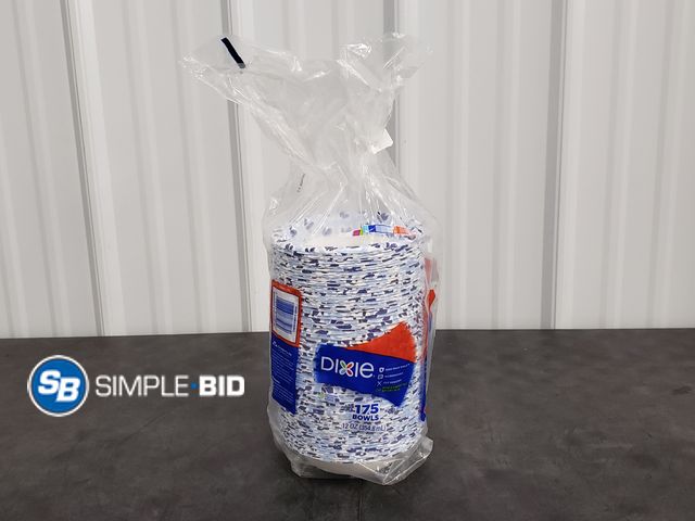 Lot 58-41458 - Dixie paper BOWLS - 175 12 oz - open package - mostly full