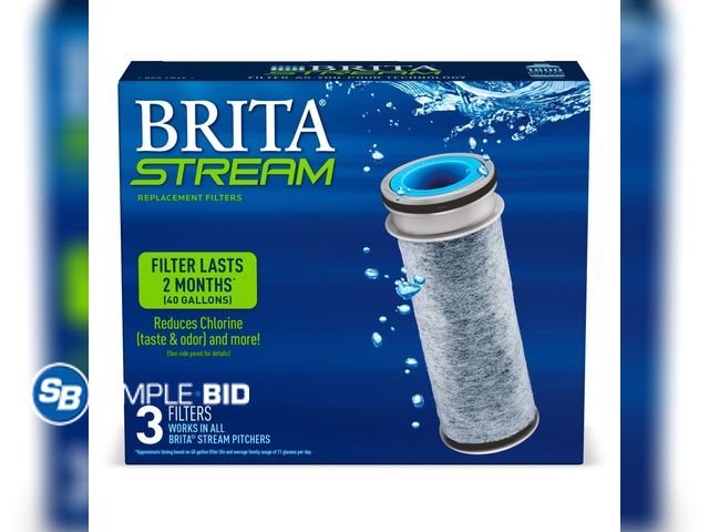 Lot 58-58126 - New Brita Stream Water Filter, Stream Pitcher Replacement Water Filter, BPA Free, 3 Count