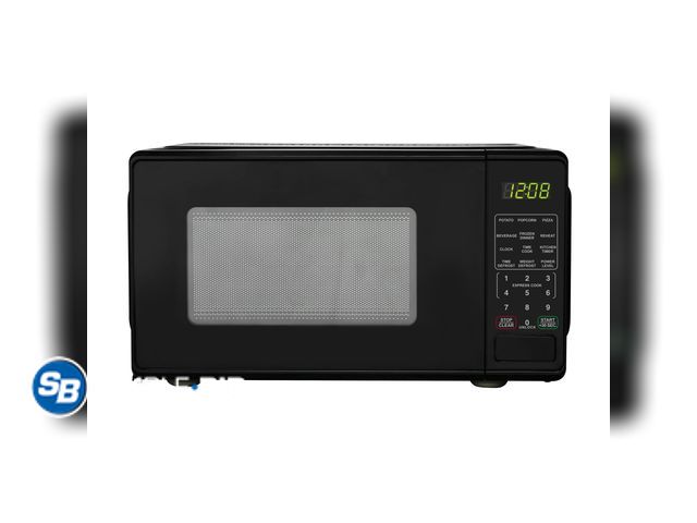 Lot 58-37395 - Mainstays 0.7 Cu ft Countertop Microwave Oven, 700 Watts, Black - light use