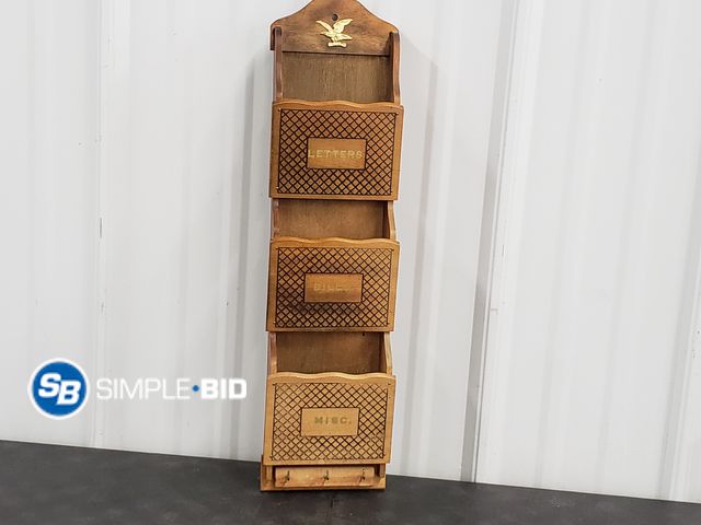 Lot 58-84380 - Wood Mail Organizer- Letters, Bills, Misc 6"x22"