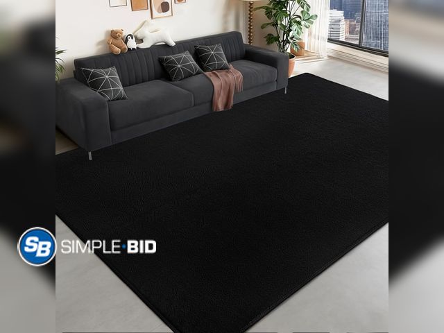 Lot 58-76194 - New Large Area Rugs for Living Room Bedroom 8x10 Black Rug Ultra Soft Thickened Memory Foam Solid Mo...