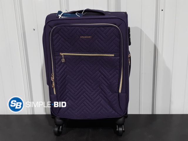 Lot 58-36928 - New BAGSMART Carry On Luggage Airline Approved with Spinner Wheels, Purple, 20 inch, Expandable Lugg...