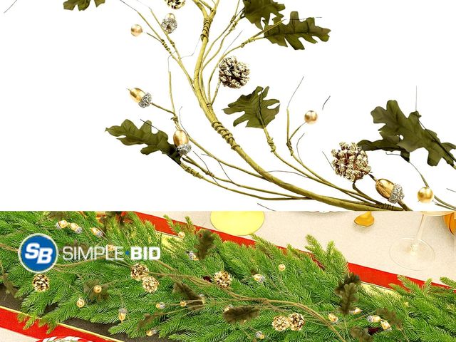 Lot 58-52892 - CHRISTMAS IN JULY! New Jenaai 61 Inch Gold Christmas Artificial Pinecone Acorn Garland Rustic Twig P...