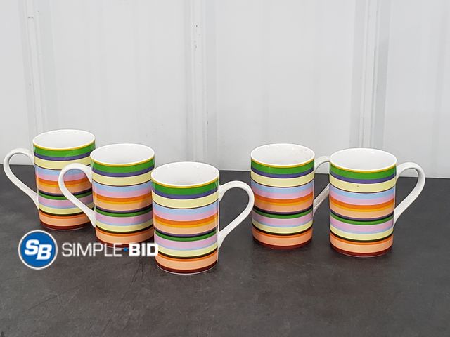 Lot 58-84846 - Lot of (5) Konitz multicolor stripped coffee mugs (have been stored for awhile, will need a cleaning...