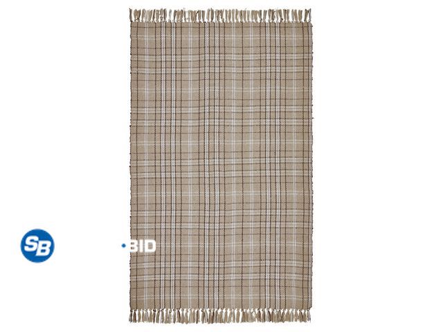 Lot 58-34085 - New My Texas House Neutral Check Indoor/Outdoor Layering Rug, 38" x 58"