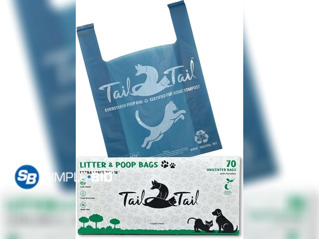 Lot 58-61928 - New Biodegradable Cat Litter Bags for Poop and Pee (70 Extra Large 18 X 18 with Gussets expanded). L...