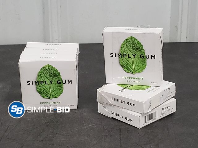 Lot 58-75792 - Lot of (7) Simply Gum Peppermint Natural Gum 15ct in each box - unopened - BB 10/26