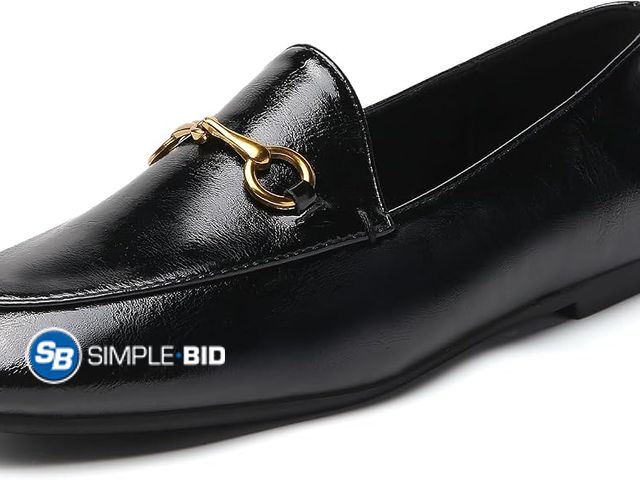 Lot 58-83331 - New Women's Classic Bit Loafers – Structured Faux Leather Business Work Flats, Comfortable Slip On D...