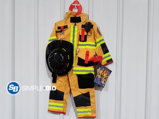 Lot 58-34335 - New Adventure Factory Kids FIREFIGHTER Costume - SIZE 3-4 years old