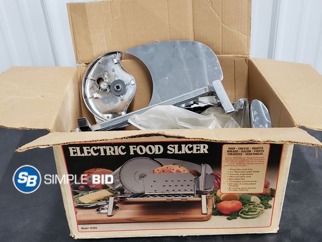 Lot 58-73880 - Set of (2) Electric Food Slicers -- For Parts (not complete)