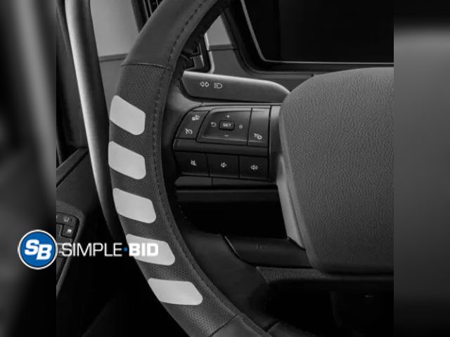 Lot 58-50598 - New CAT Big Rig Semi Truck Steering Wheel Cover | Size: L | 17.5-18in | Universal Fitment | Faux Lea...