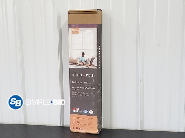 Lot 58-68225 - Allen+Roth 2" Cordless Faux Wood Blinds - appears unused 23 x 36"