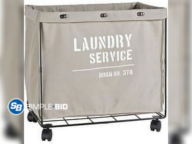 Lot 58-78054 - New Danya B. Army Canvas Laundry Hamper on Wheels, Canvas Laundry Bag, Laundry Basket with Wheels