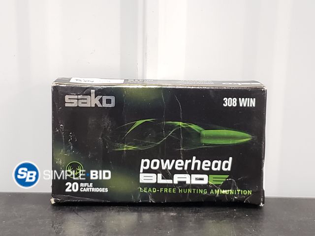 Lot 58-75401 - Sako Powerhead Blade - 20 Rifle Cartridges 308 WIN