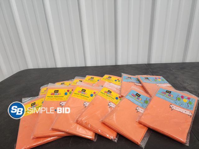 Lot 58-40259 - Lot of (12) New Plastic tablecovers -- 54" x 108"