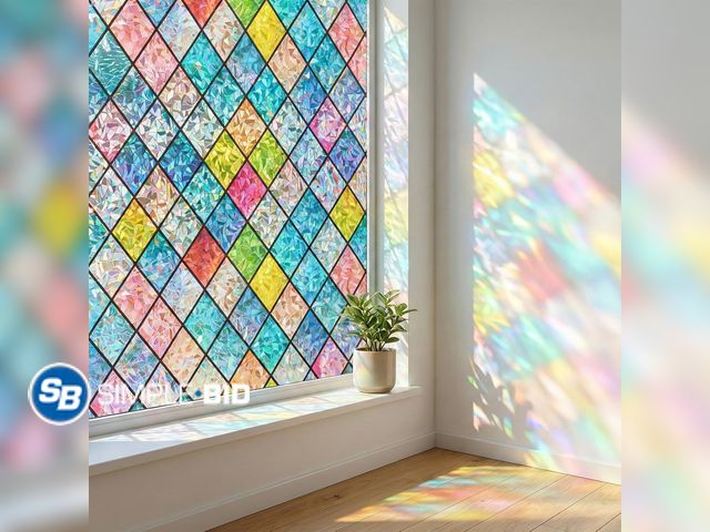 Lot 58-80863 - Lot of (2) New Coavas Rainbow Stained Glass Window Film Privacy Static Cling, 17.5"x78.7" Decorative...