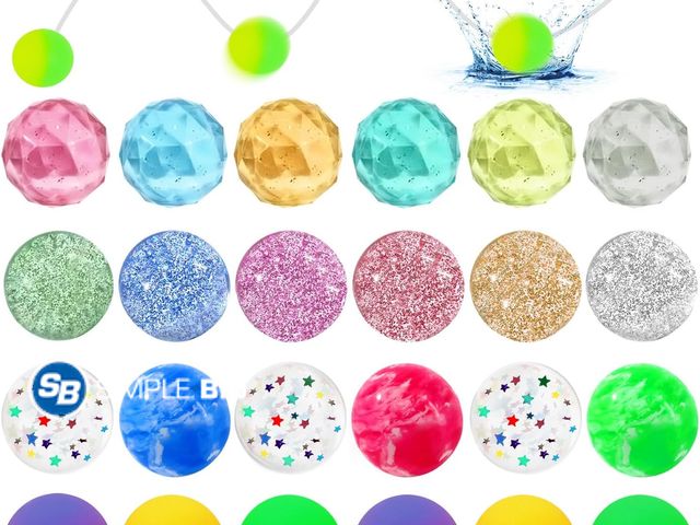 Lot 58-50716 - New 24 Bouncy Balls, Fidget Toys with sunflower bag