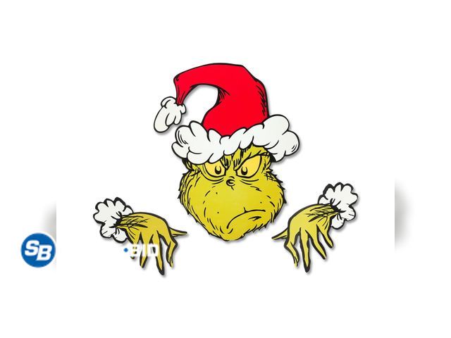 Lot 58-77411 - CHRISTMAS! New Christmas Festive Fence Sitters Outdoor Décor Dr. Seuss' The Grinch as Santa 18.11 in...