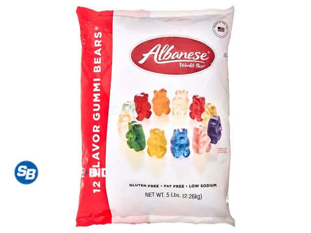 Lot 58-71986 - Albanese World's Best 12 Flavor Gummi Bears, 5lbs, Value Size, Gluten-Free - unopened