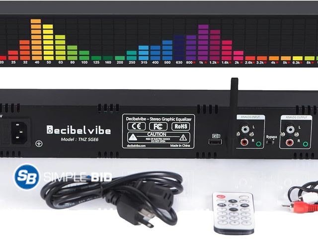 Lot 58-35359 - New Decibelvibe Audio Graphic Equalizer with Rear RCA/3.5 Auxiliary Input and Output, Bluetooth, Rem...