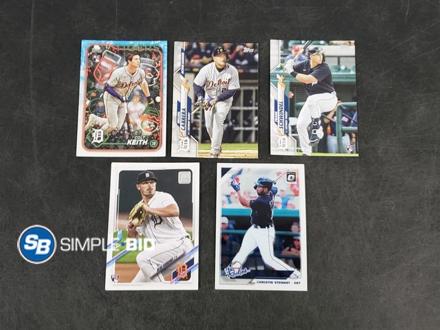 Lot 58-67367 - Lot of (5) Detroit Tigers Ball Cards - Colt Keith, Miguel Cabrera, Frank Schwindel, Beau Burrows, Ch...