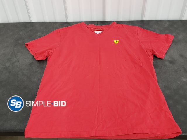 Lot 58-56182 - Ferrari Red Short Sleeve V-Neck Tee - Size XL - Used
