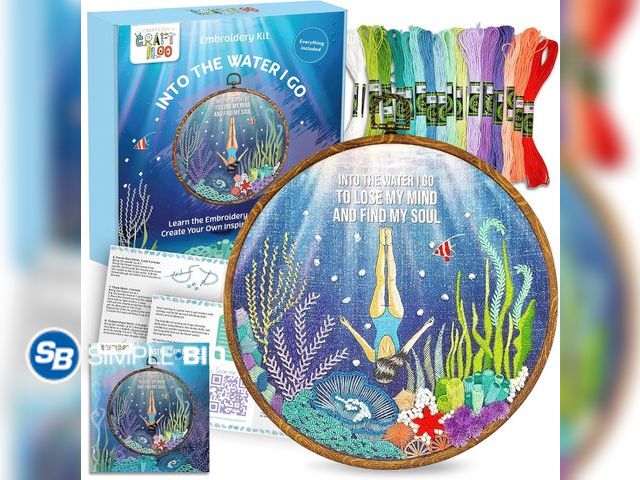 Lot 58-84040 - New Into The Water Embroidery Kit for Beginners Adults - Stamped Pattern