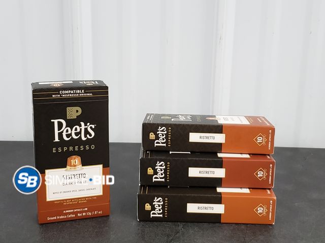Lot 58-73972 - Lot of (4) Peet's Coffee Ristretto Premium Dark Roast Intensity 10 Espresso Coffee Pods, 40 Count - ...
