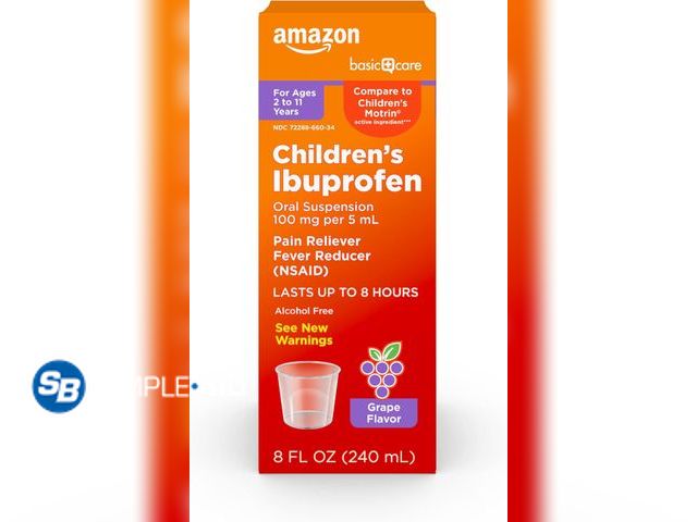 Lot 58-57748 - New Amazon Basic Care Children's Ibuprofen Oral Suspension 100 mg per 5 mL, Pain Reliever and Fever ...