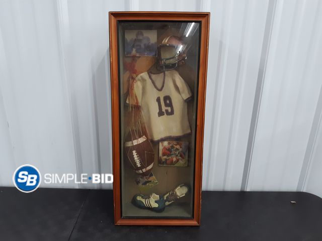 Lot 58-67064 - Football Shadow Box Hanging Decor - 11" x 26" - Used