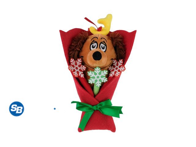 Lot 58-37219 - New Dr. Seuss, How the Grinch Stole Christmas Max Bouquet, 10 inches Tall, Plush, Brown, Red, by Ruz
