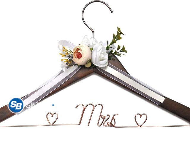 Lot 58-55589 - New Wooden Bride Wedding Dress Hanger - Steel Wire Design