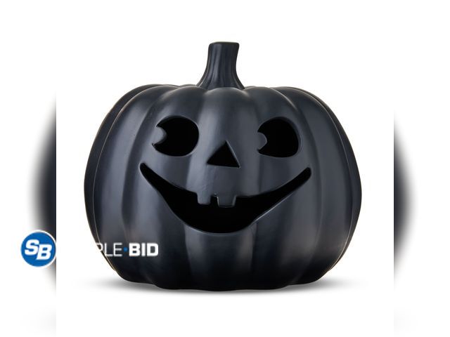 Lot 58-83978 - New Clay Pumpkin Jack-o'-Lantern Tabletop Decor, Black, 9", Fall Indoor by Way To Celebrate - Super ...