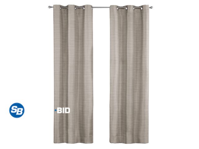 Lot 58-21588 - New Mainstays Blackout Textured Slub Grommet 2 Curtain Panels, Beige, 38" W x 84" L