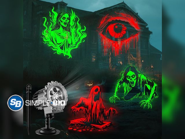 Lot 58-83181 - New Halloween Projector Lights Outdoor - LED Rotating Skull &amp; Ghost Projection Light, Waterproof...