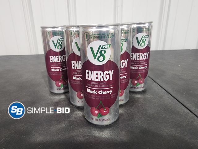 Lot 58-26084 - Lot of (7) V8 Plus Energy Drinks BLACK CHERRY - 8 fl oz each unopened - out of box