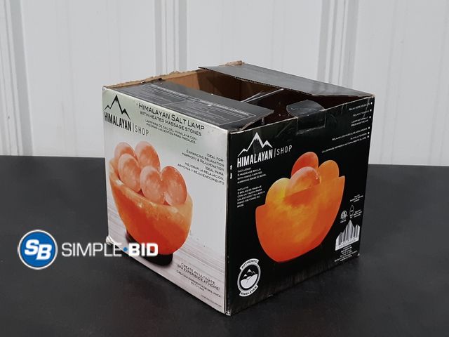 Lot 58-34805 - Himalayan Shop Salt Lamp with heated massage stones - appears unused