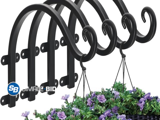 Lot 58-74316 - New 4 Pack 12Inch Plant Hanger, Sturdy Hanging Plant Bracket Hooks Outdoor, Bird Feeder Hanger for B...