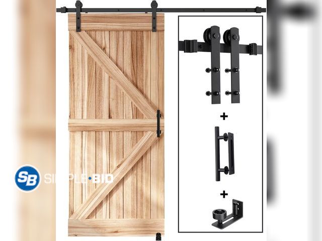 Lot 58-63500 - New EaseLife 6 FT Sliding Barn Door Track and Handle Hardware Kit, Straight Pulley,Slide Smoothly Qu...
