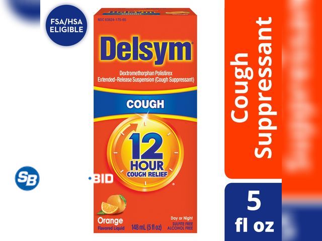 Lot 58-68739 - New Delsym Adult 12 hour Cough Relief Medicine, Powerful Cough Relief for 12 Good Hours, Cough Suppr...