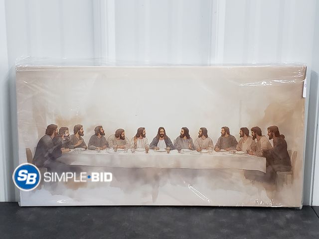 Lot 58-56493 - New The Last Supper Canvas wall Art - approx 24" x 12"