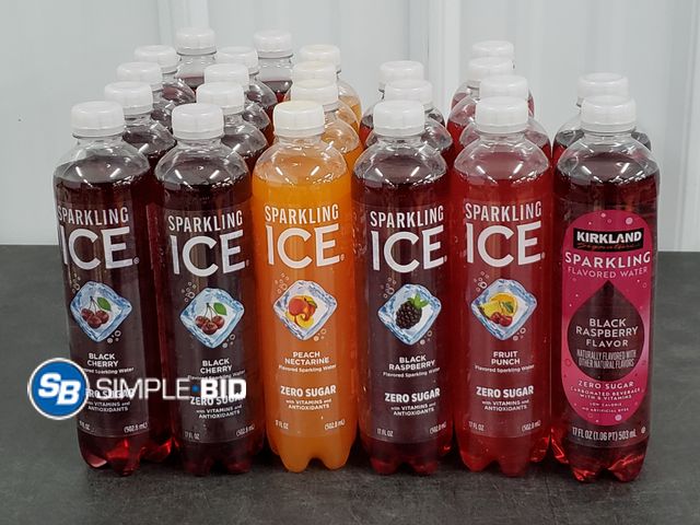 Lot 58-29797 - SPARKLING ICE! Zero Sugar Lot of (23) Sparkling Ice - Black Cherry - Black Raspberry - Peach Nectari...