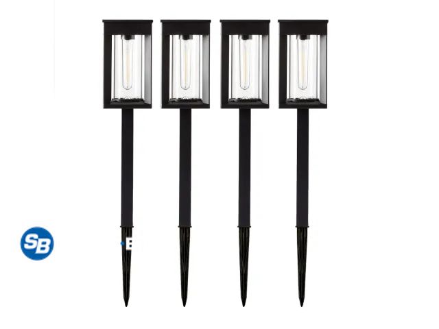 Lot 58-83826 - GTX Vintage-Style LED Solar Pathway Lights 4PK - appears unused