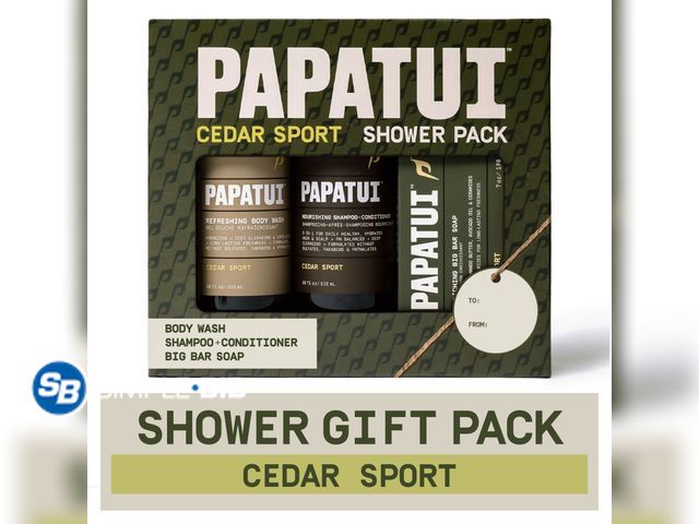 Lot 58-58114 - New , Men's PAPATUI Care Shower Pack, Shampoo Conditioner, Body Wash, Big Bar Soap, Cedar Sport Scen...