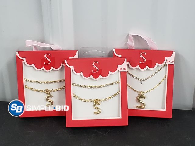 Lot 58-40031 - Lot of (3) New Inital Necklace with Bracelets --- S